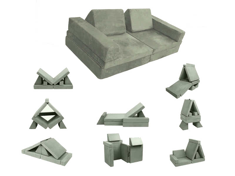 6-PC Modular Kids Play Couch Set - Green