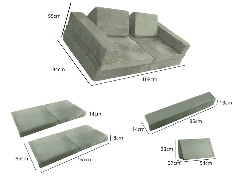 6-PC Modular Kids Play Couch Set - Green