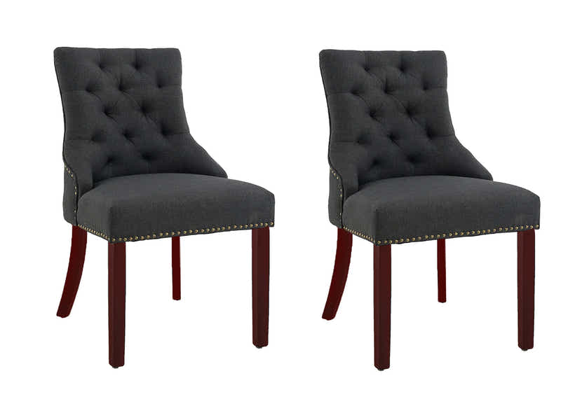 Nappi Linen Dining Chair Charcoal - Set of 2