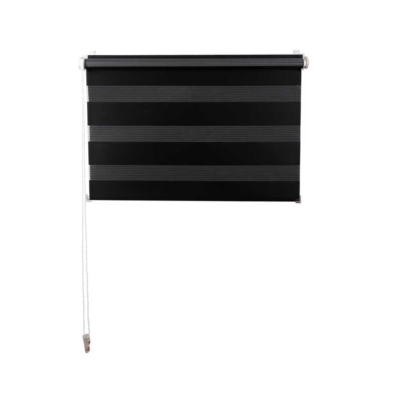DS BS Zebra Roller Shades Blind Curtain Black 80x150cm