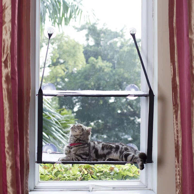 DS BS Double Layer Suction Cup Cat Window Perch Hammock