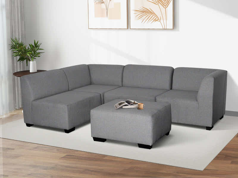 DS NZ Made Andy Corner Sofa with Ottoman - Vish Grey