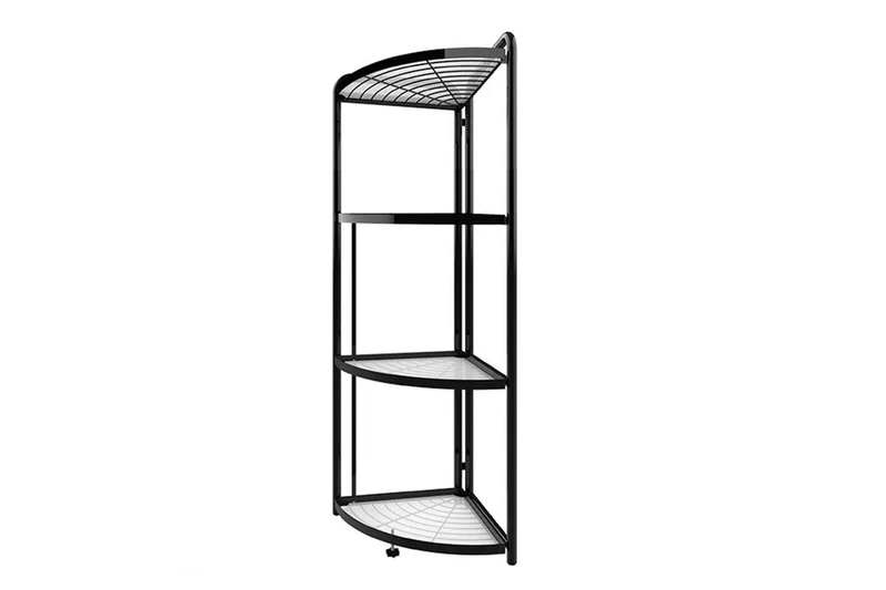 DS BS Foldable 4 Tier Steel Triangular Corner Shelving Unit
