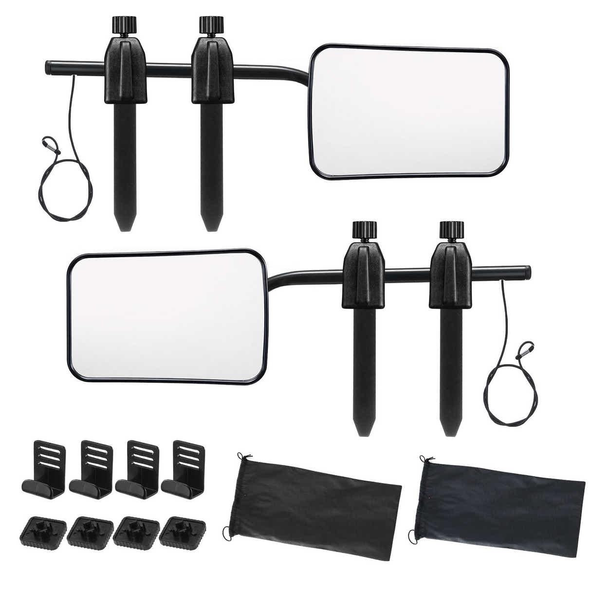 DS BD 2 Towing Mirrors Caravan Car Safety Convex Flat Mirror Clipon Side 4X4