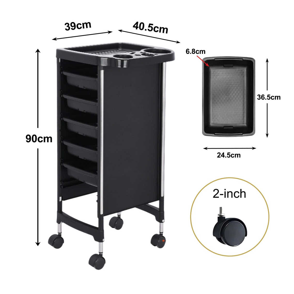 DS BD 6 Tier Hair Salon Trolley Spa Beauty Parlor Hairdressing Tool Rolling Pull