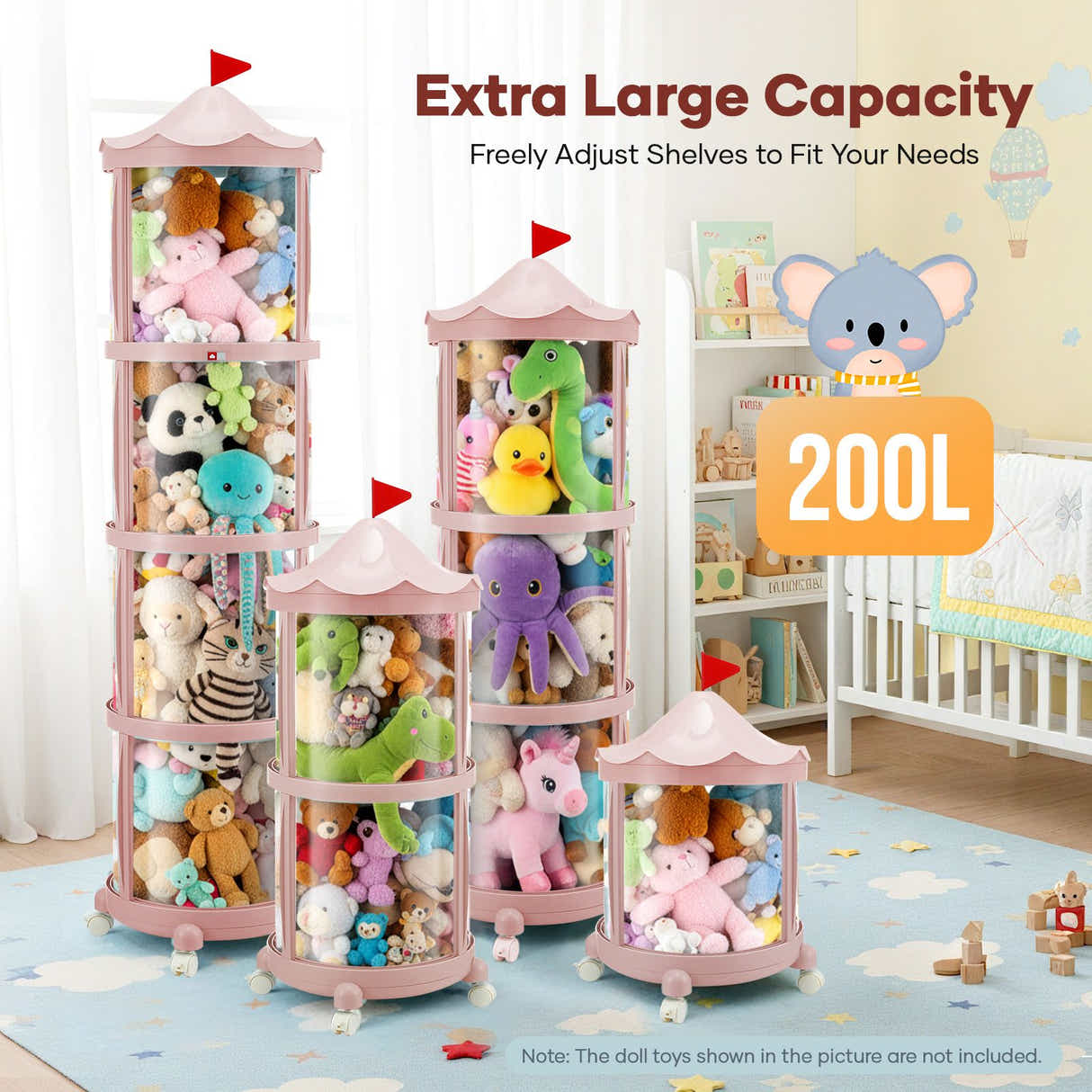 DS BD Kids Toys Storage Tube Box Stuffed Animal Zoo Plush Soft Doll Organiser