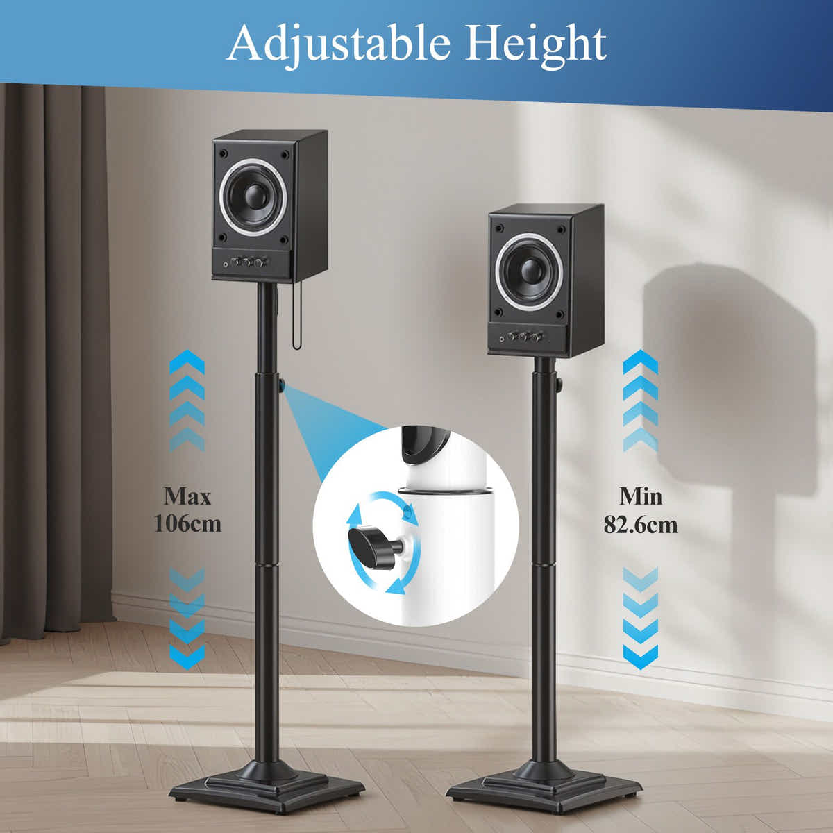 DS BD Floor Rear Speaker Stands Surround Sound Bookshelf Satellite 82.6-106cm