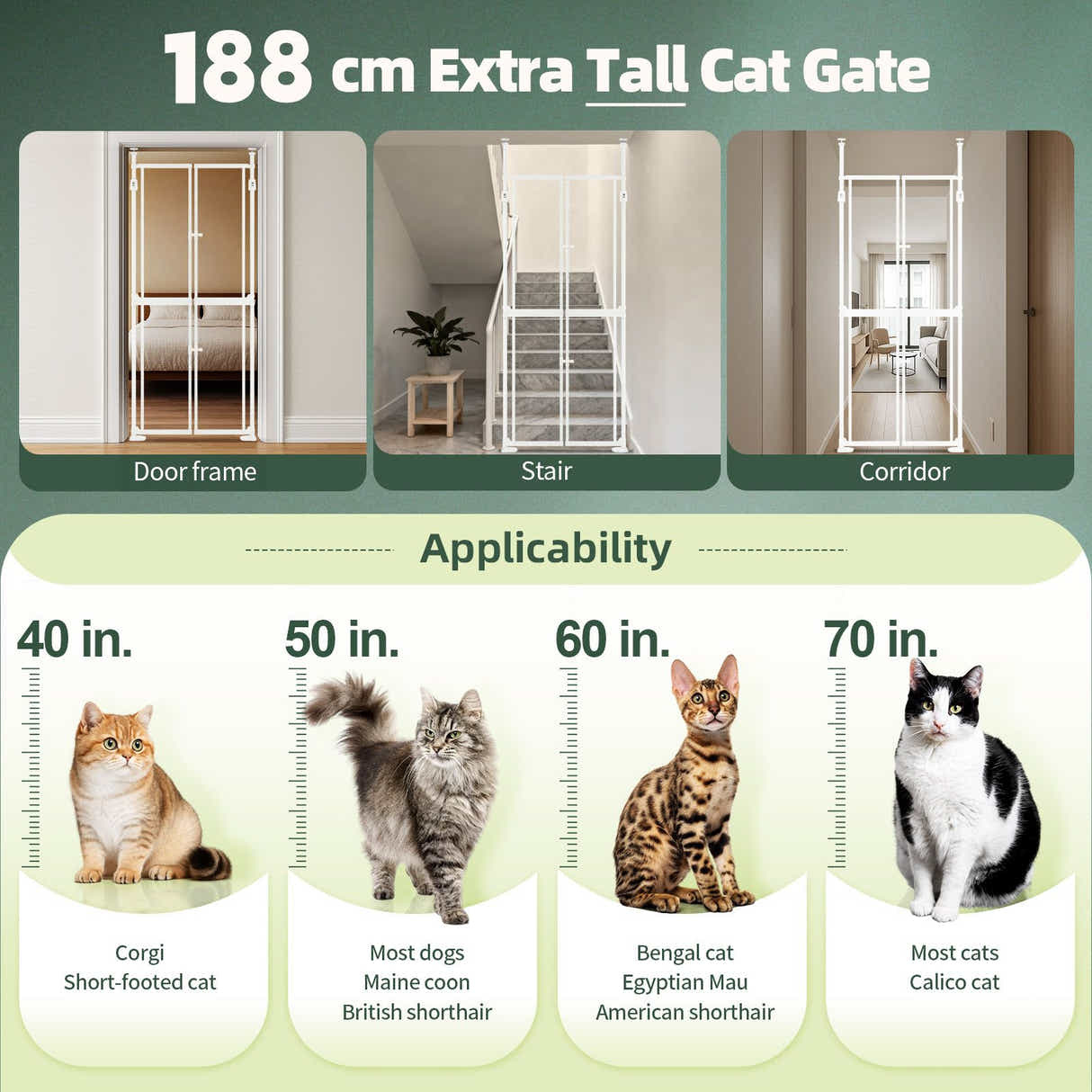 DS BD Retractable Safety Gate Pet Dog Cat Extra Tall Invisible Fence Enclosure