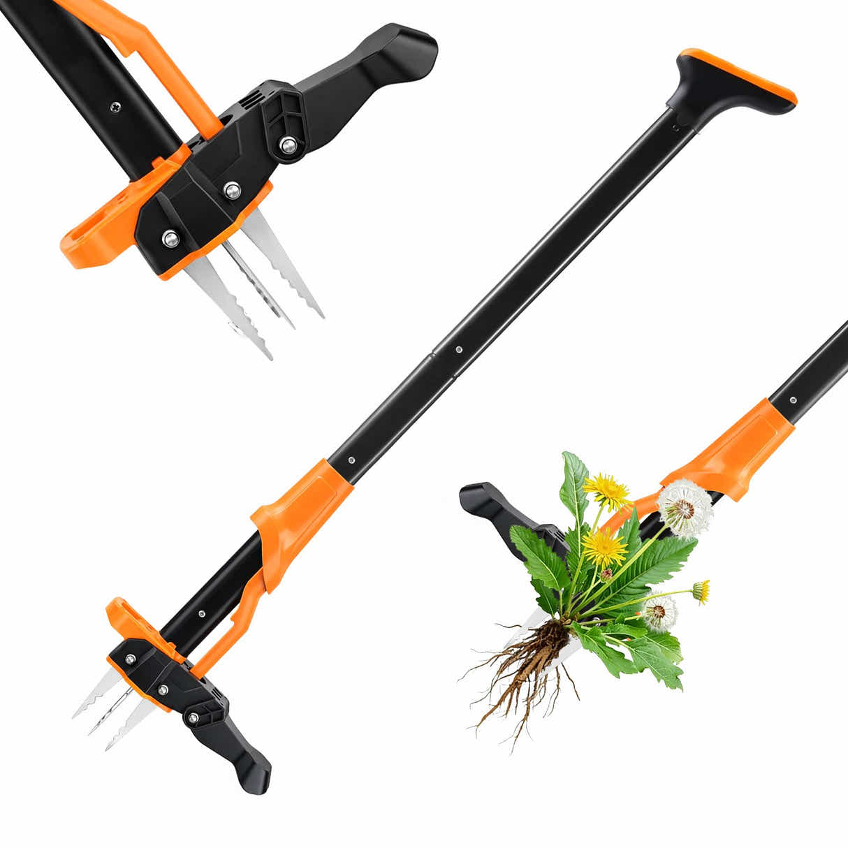 DS BD 4 Claw Stand Up Weeder Puller Garden Weeding Hand Tool Lawn Weed Remover