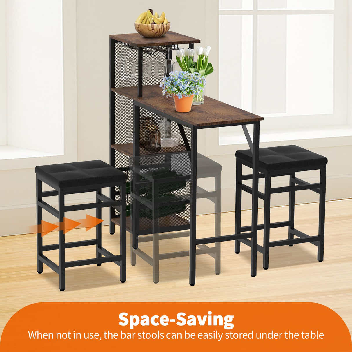 DS BD Bar Table & Stools Set Dining Desk Kitchen Chairs Cafe Pub For Home Cafe
