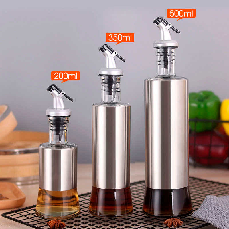 DS BS Stainless Steel Kitchen 3Pc Oil Sauce Dispenser Bottle Set