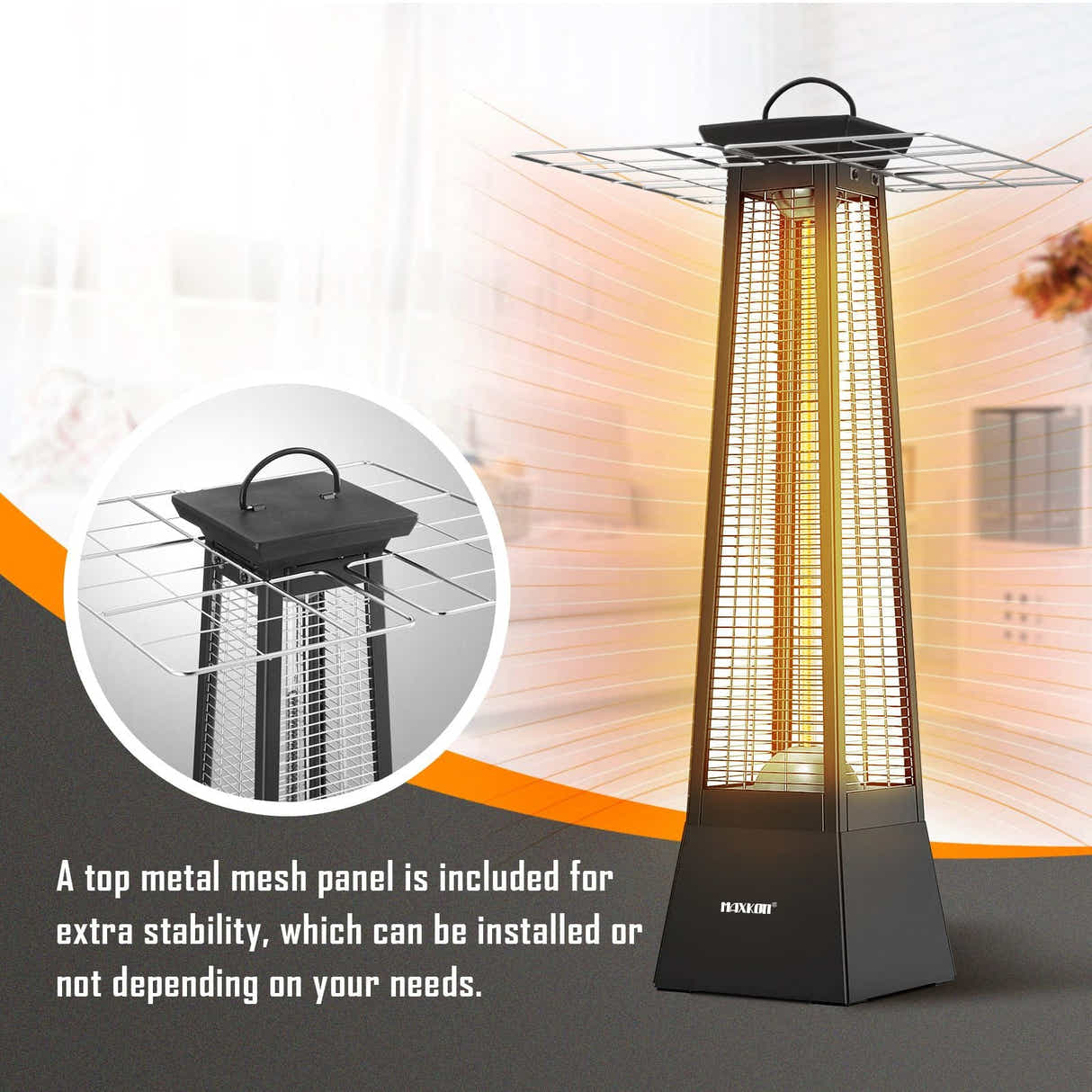 DS BD Maxkon 1500W 360° Infrared Patio Heater Electric Freestanding Space Tower