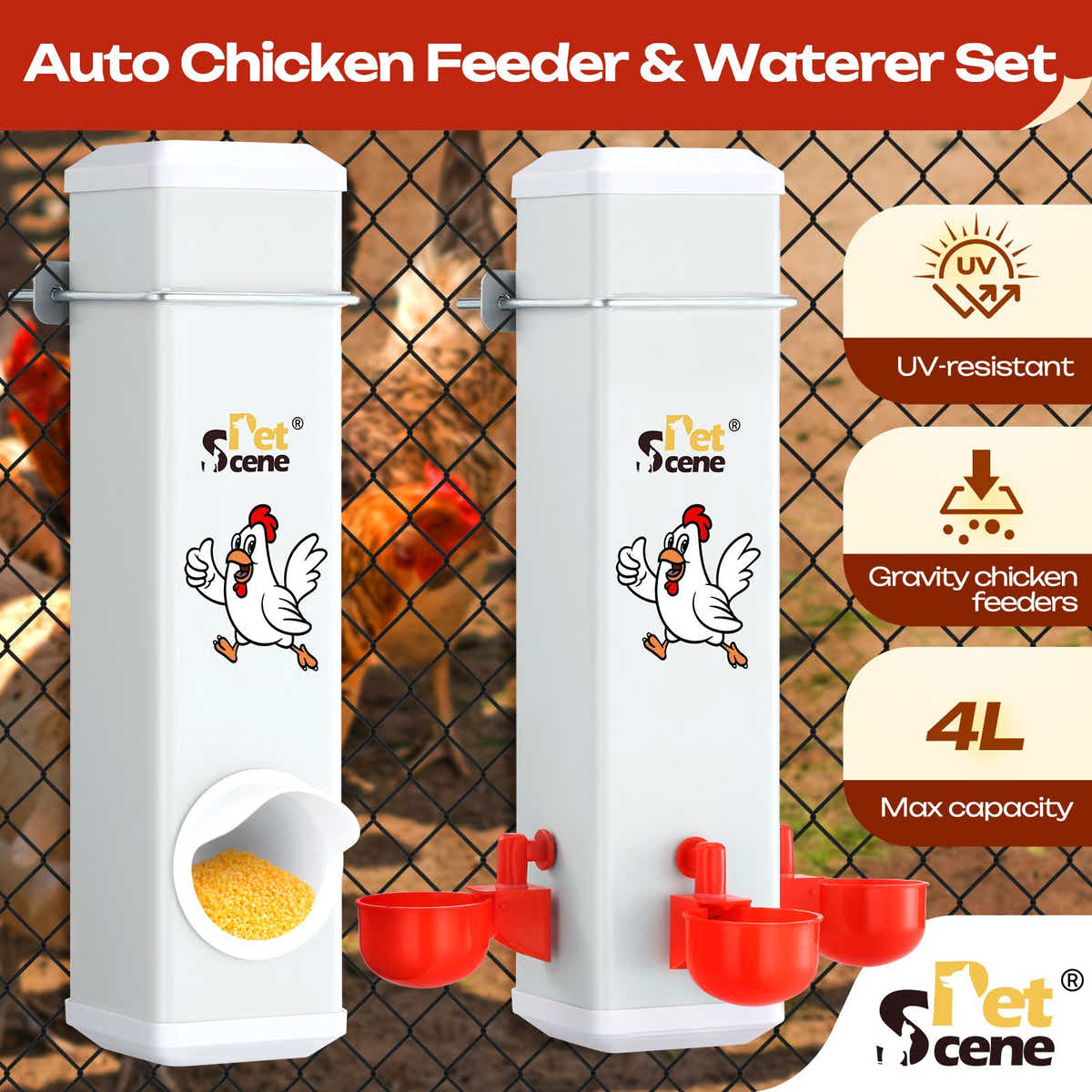 DS BD Chicken Bird Feeder Water Dispenser Automatic Waterer Poultry Food Drinker