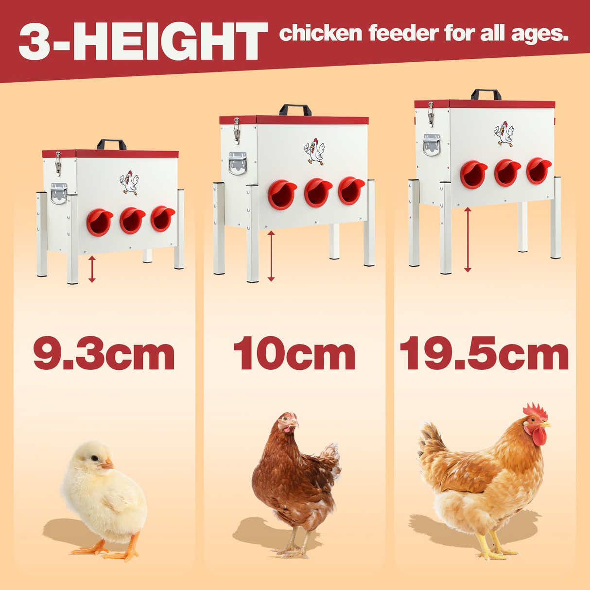 DS BD Chicken Bird Feeder 12L Automatic Gravity Food Dispenser 6 PVC Ports