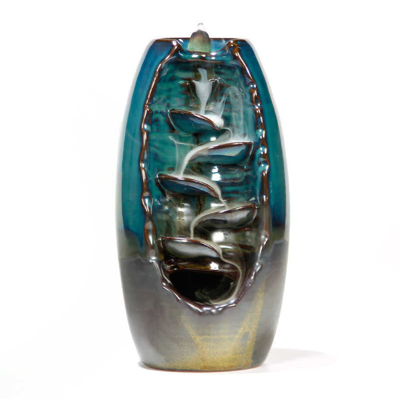 DS BS Ceramic Waterfall Backflow Incense Burner-Blue