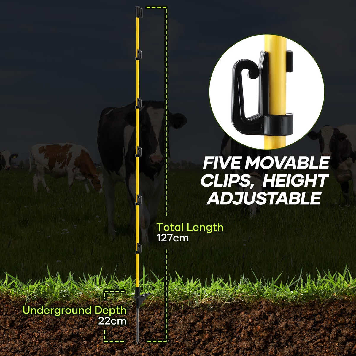 DS BD Electric Fence Post 20pcs 127cm Tread Step In Wire Temporary FencingGarden