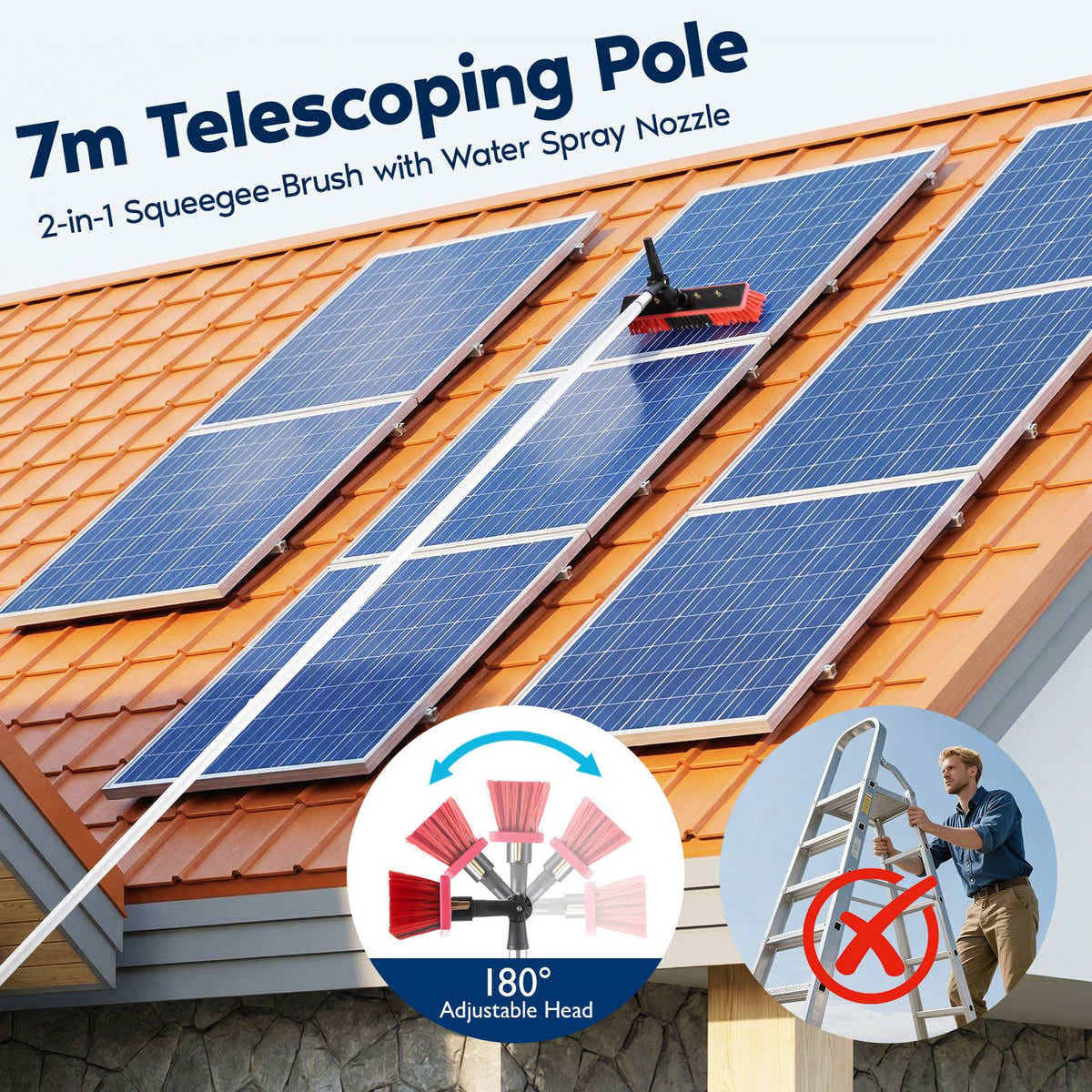 DS BD 7m Water Fed Pole Window Cleaning Tool Solar Panel Washing Kit Set