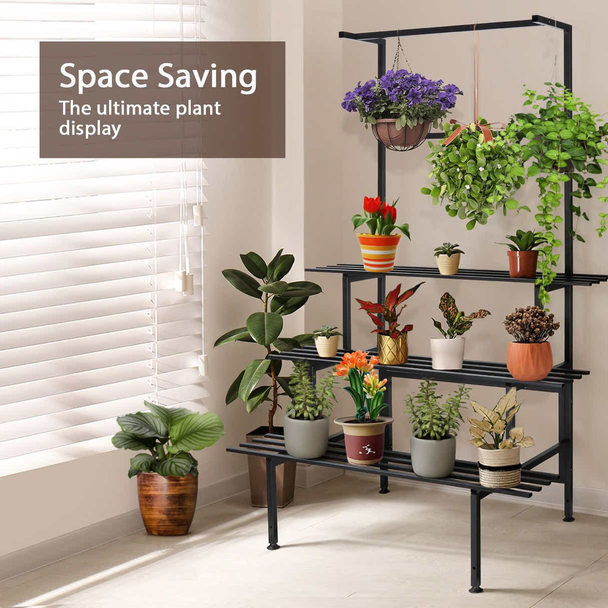 DS BD Large Metal Plant Stand Flower Pot Tall Holder Black Corner Rack Storage