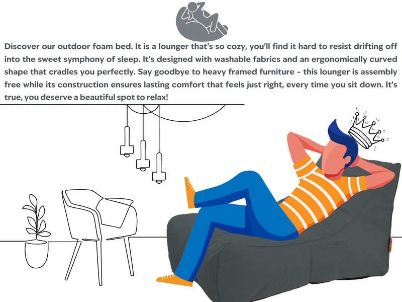 Outdoor Foam Lounger Bed - Grey