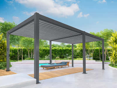 Aluminum Louvre Roof Pergola Grey - 3m x 6m