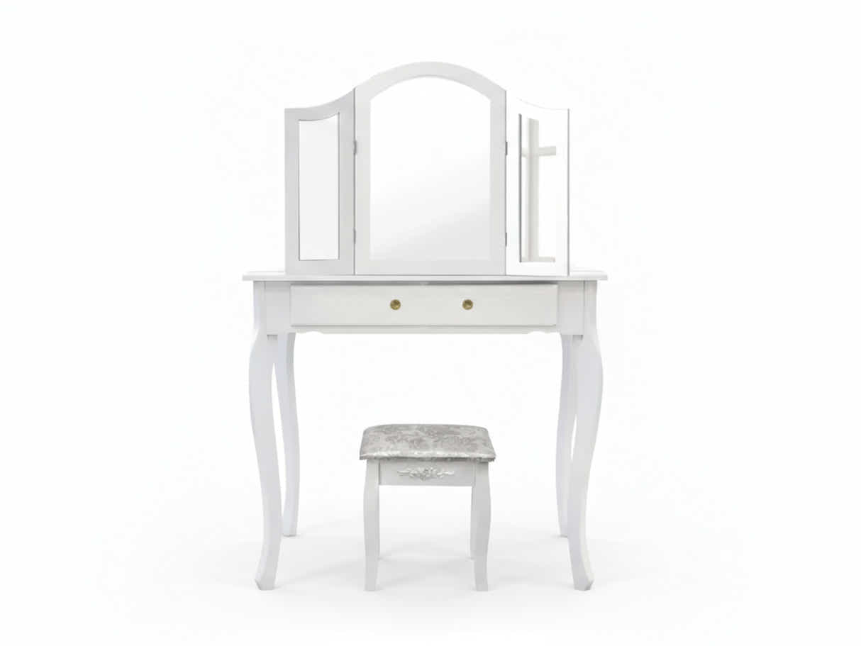 3-Mirror Dressing Table Set White - 79 cm