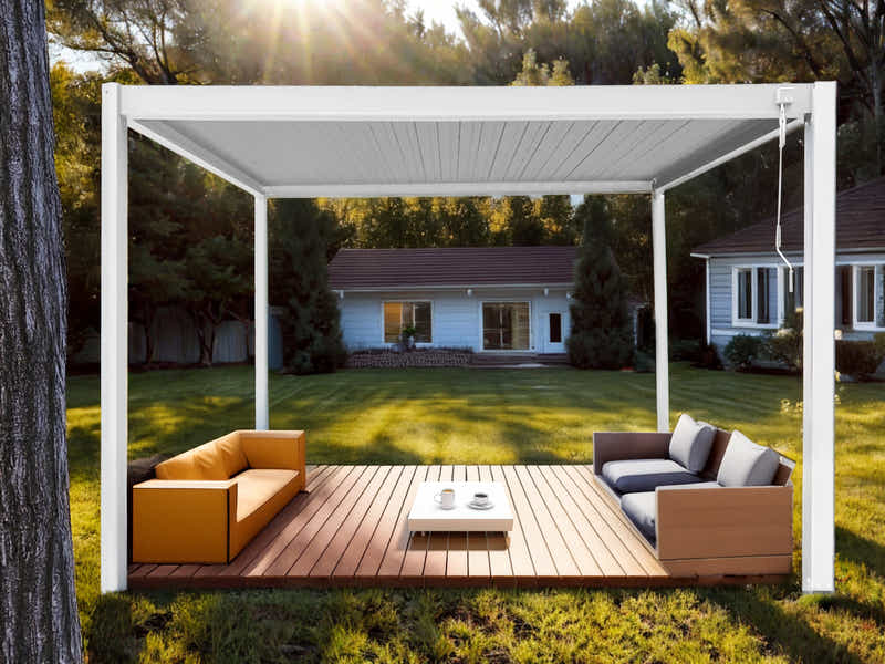 Aluminum Louvre Roof Pergola White - 3m x 4m
