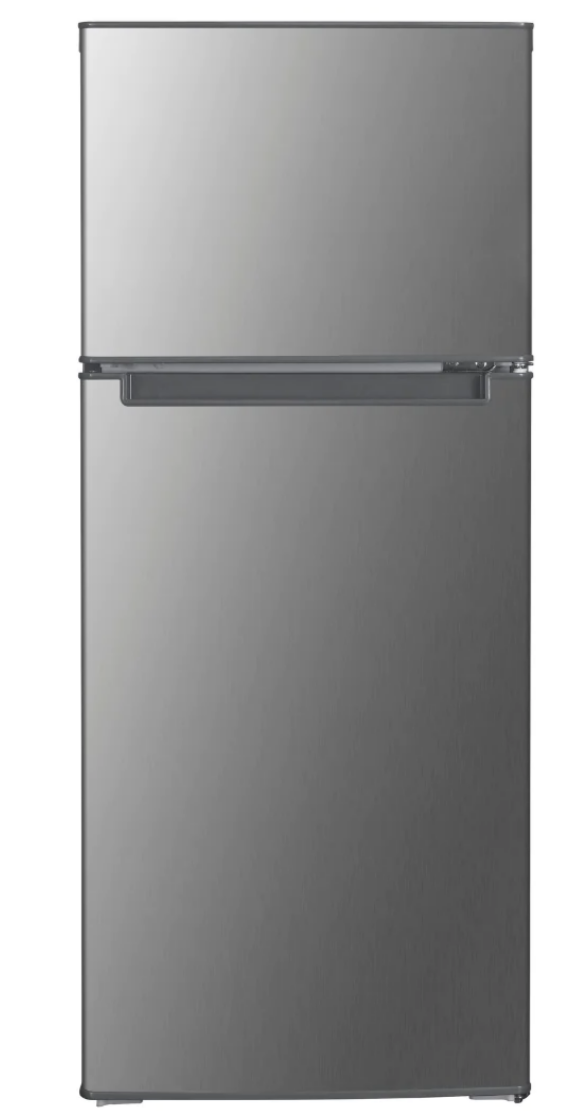 Imprasio 125L Top Mount Fridge Freezer Stainless Steel manual defrost