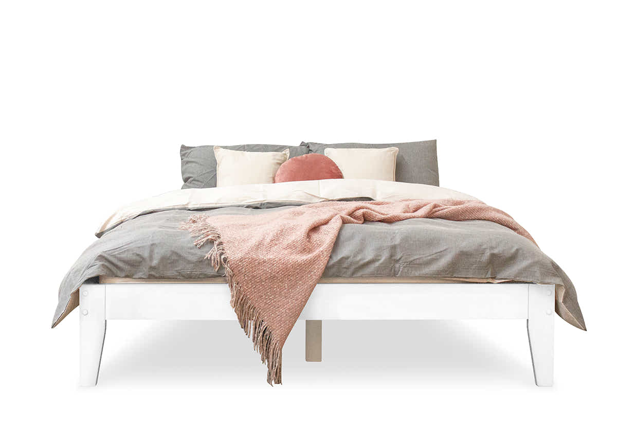 Sovo Bed Frame White & Euro Top Mattress L30 - Double