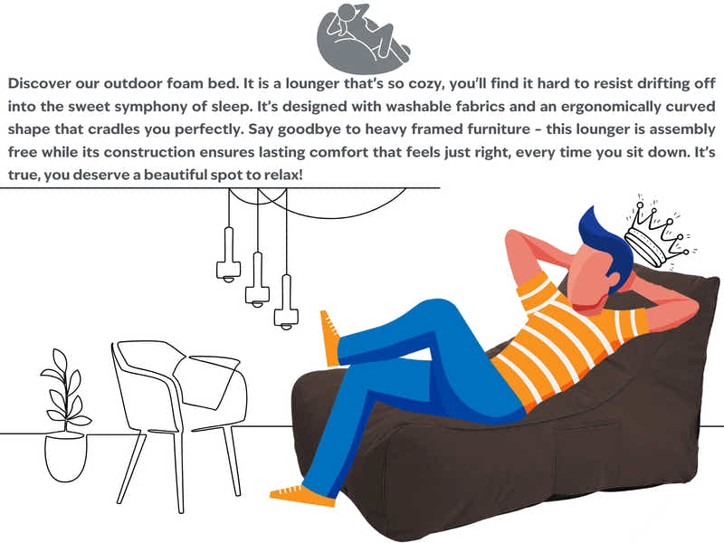 Outdoor Foam Lounger Bed - Brown