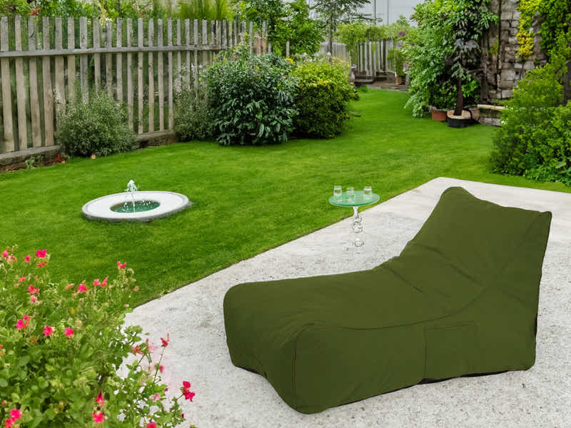 Outdoor Foam Lounger Bed - Olive Green