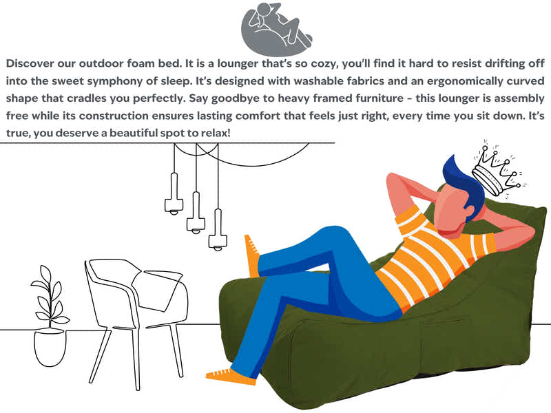 Outdoor Foam Lounger Bed - Olive Green