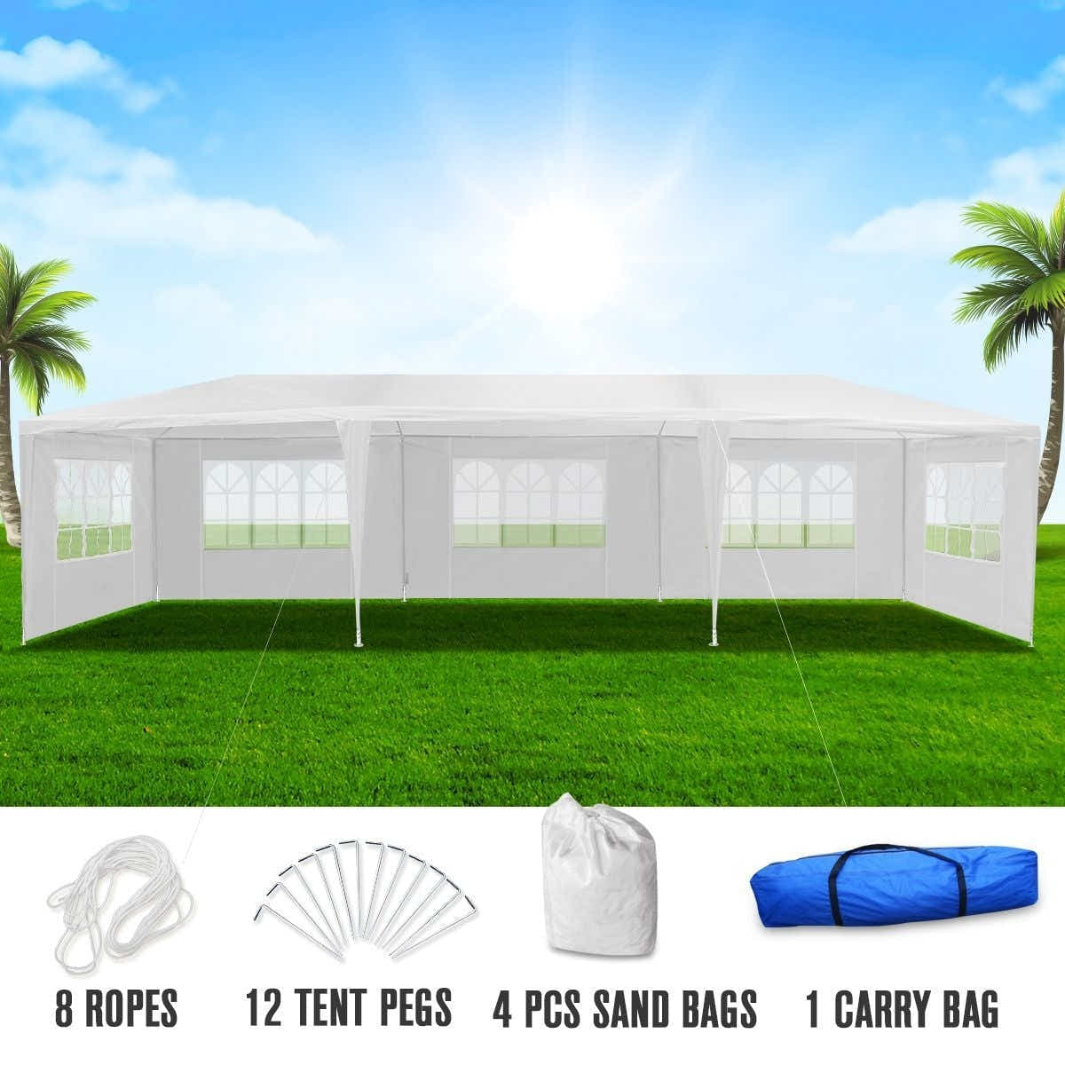 DS BD 3x9m White Walled Waterproof Outdoor Gazebo