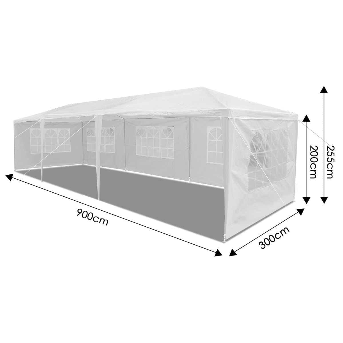 DS BD 3x9m White Walled Waterproof Outdoor Gazebo