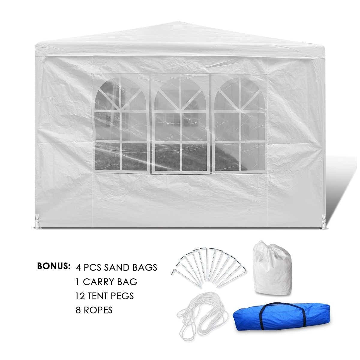 DS BD 3x9m White Walled Waterproof Outdoor Gazebo