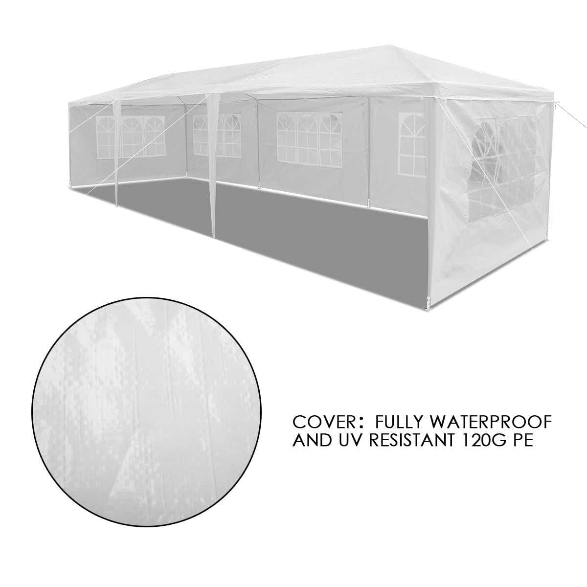 DS BD 3x9m White Walled Waterproof Outdoor Gazebo