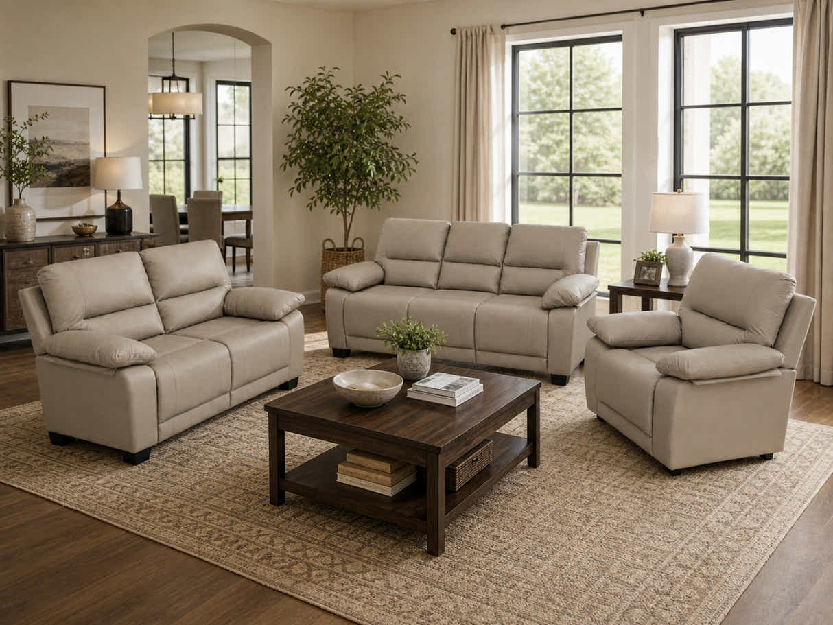 Nelda Cat Paw Leather Sofa Set - Brown
