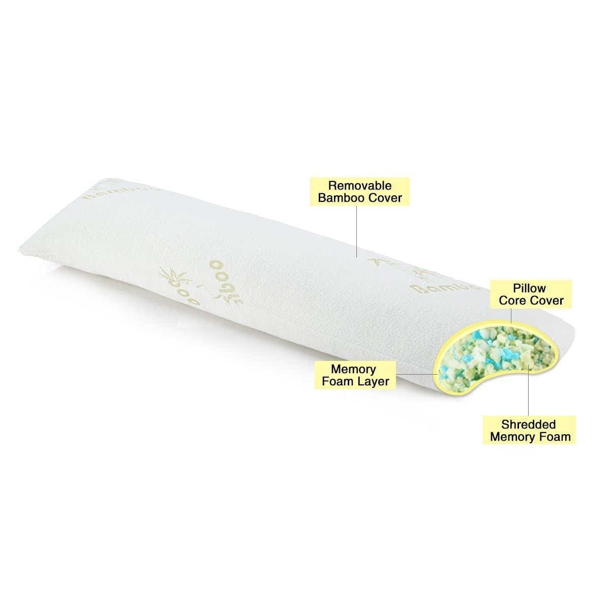 DS BD Body Pillow Support Long Bamboo Cover Memory Foam Luxdream