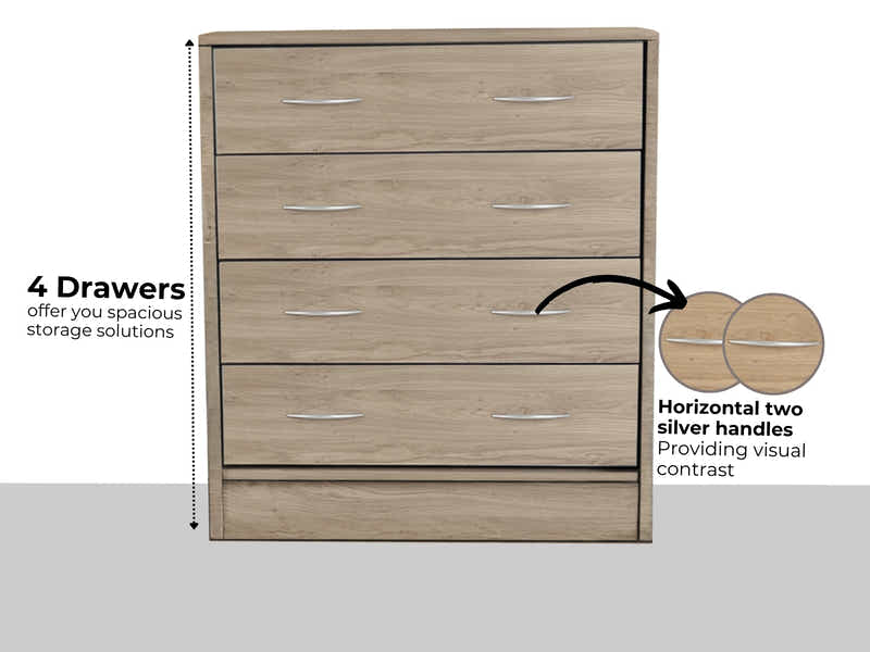 Bardalona 4-Drawer Chest - Oak
