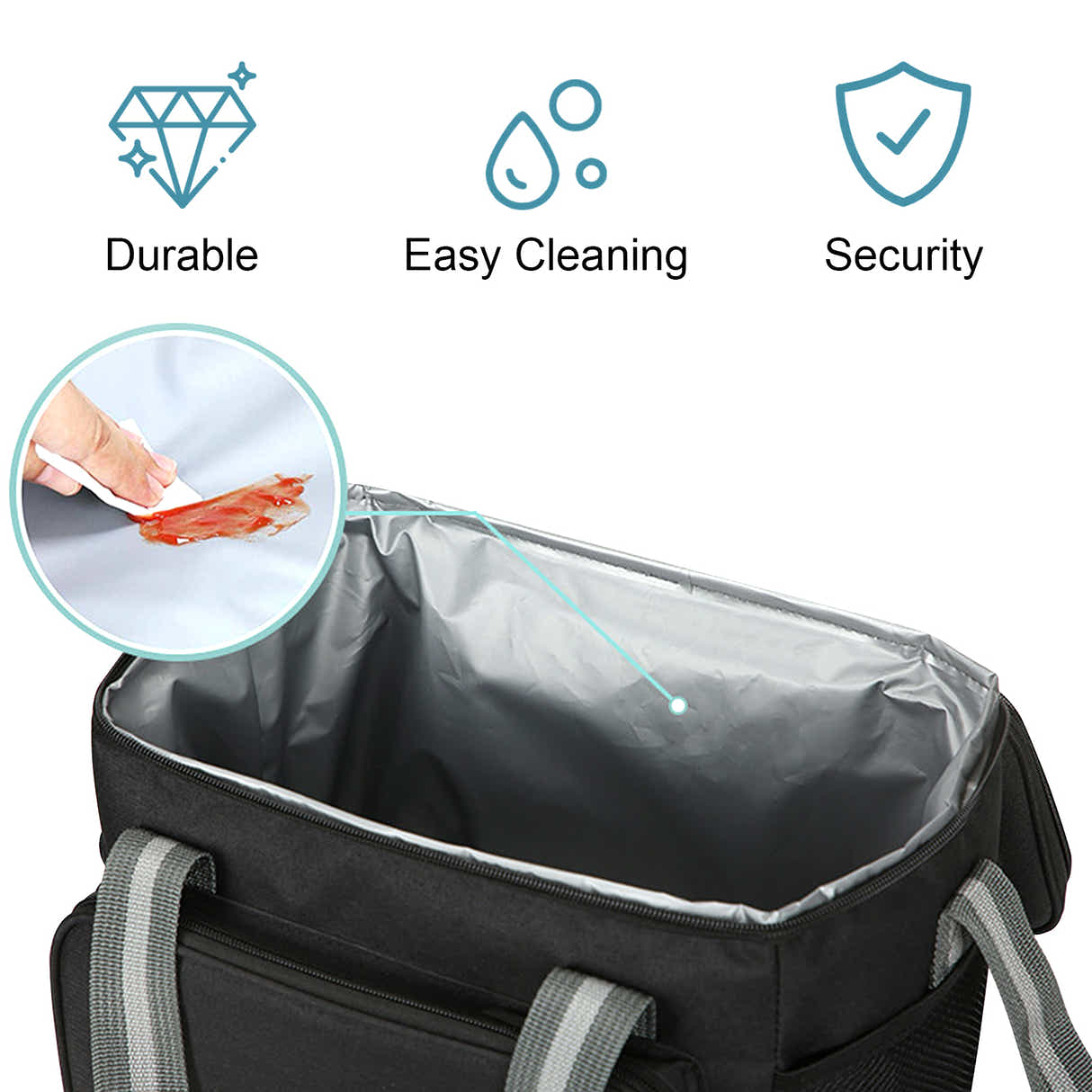 DS BS 14L Large Capacity Insulated Cooler Leakproof Tote Bag-Grey