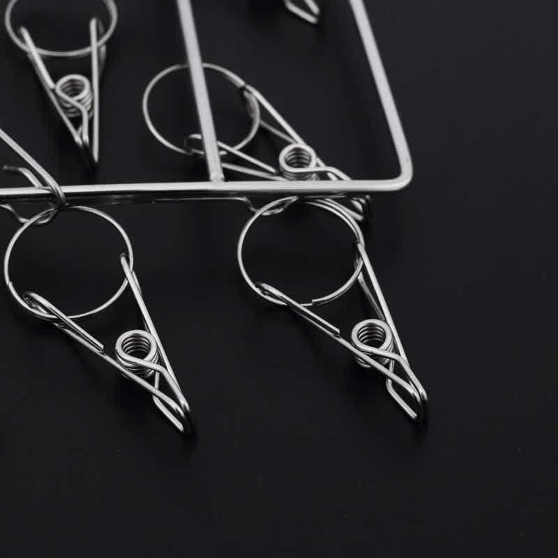 DS BS Stainless Steel Clothes Hanger with 36 Clips 2Pack