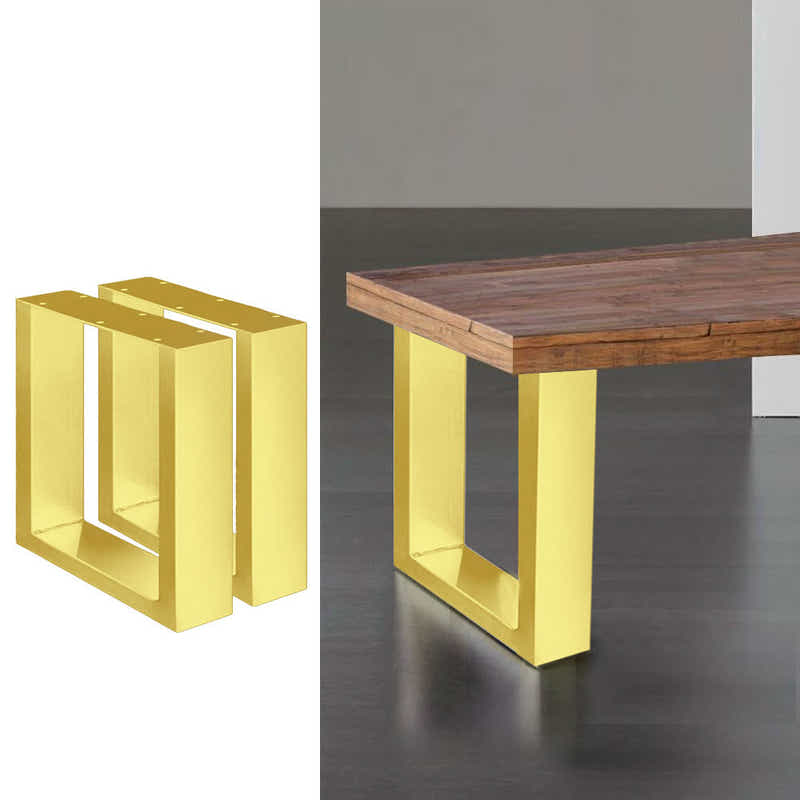 DS BS Set of 2 Steel Square Shape DIY Table Bench Legs 43cm-Gold