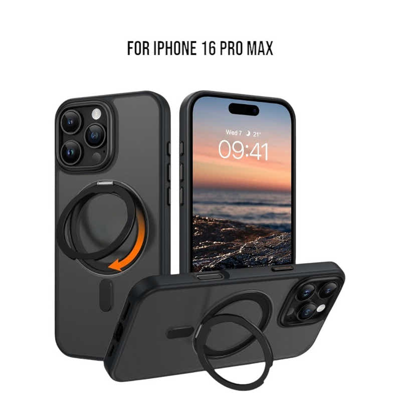 DS BS iPhone 16 Pro Max Case with 360°Rotatable Magnetic Ring Stand