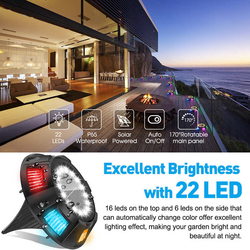 DS BS 22 LED Solar Garden Lawn Path Ground Lights-4 Pack