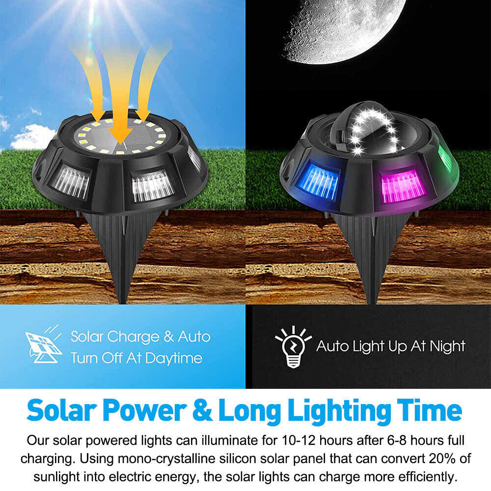 DS BS 22 LED Solar Garden Lawn Path Ground Lights-4 Pack