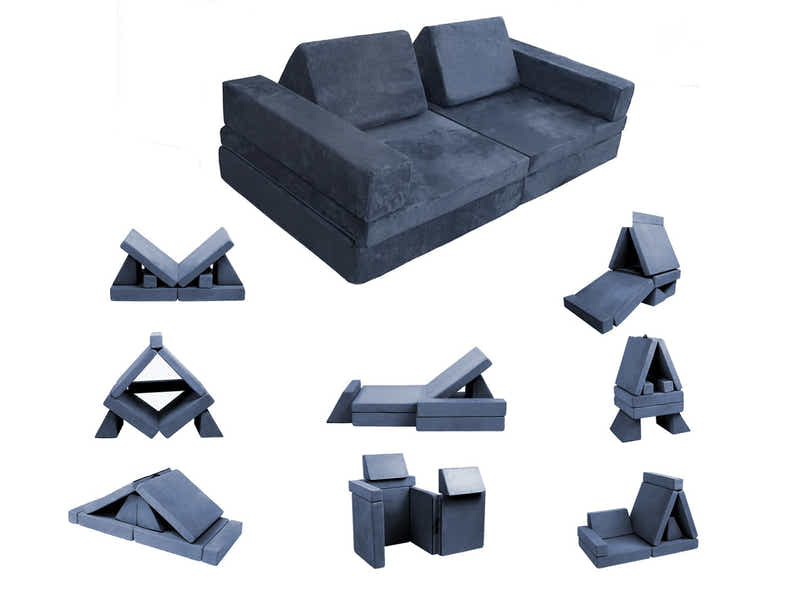 6-PC Modular Kids Play Couch Set - Grey