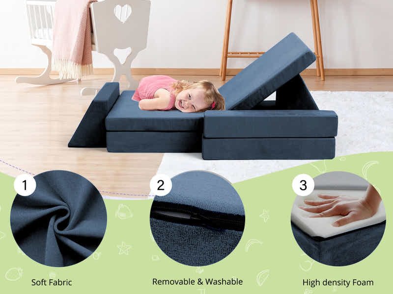 6-PC Modular Kids Play Couch Set - Grey