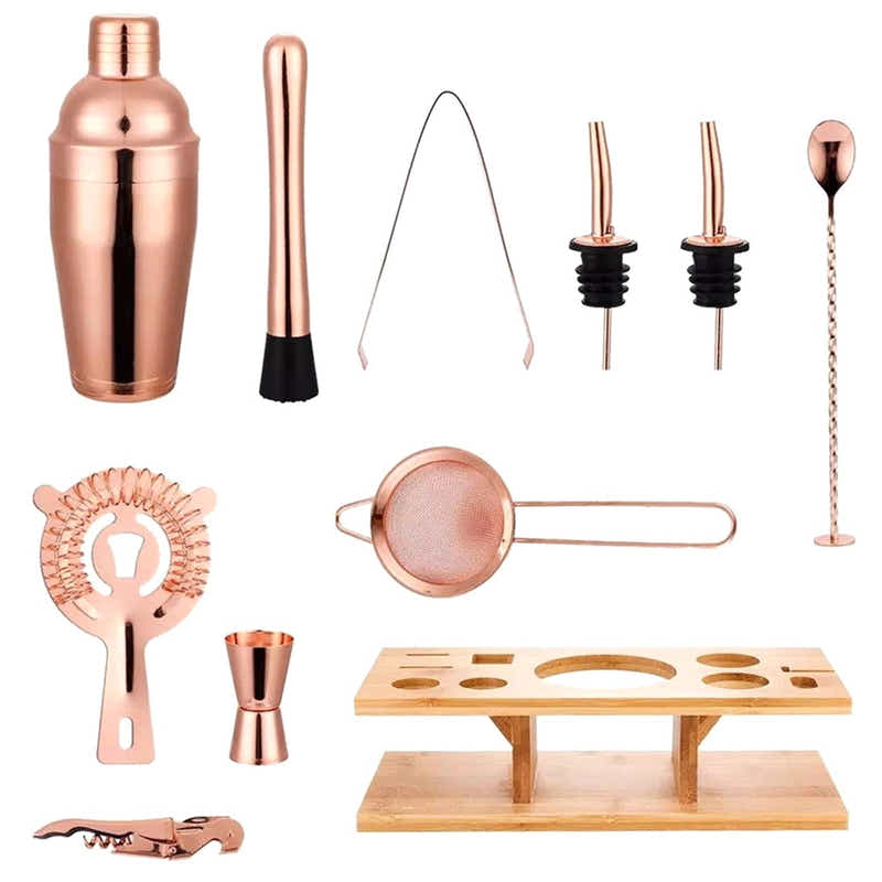 DS BS 11 Pcs Premium 550ml Cocktail Shaker Set Bartender Kit-RoseGold