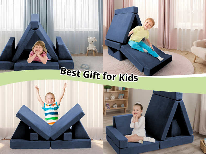 6-PC Modular Kids Play Couch Set - Grey