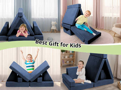 6-PC Modular Kids Play Couch Set - Grey