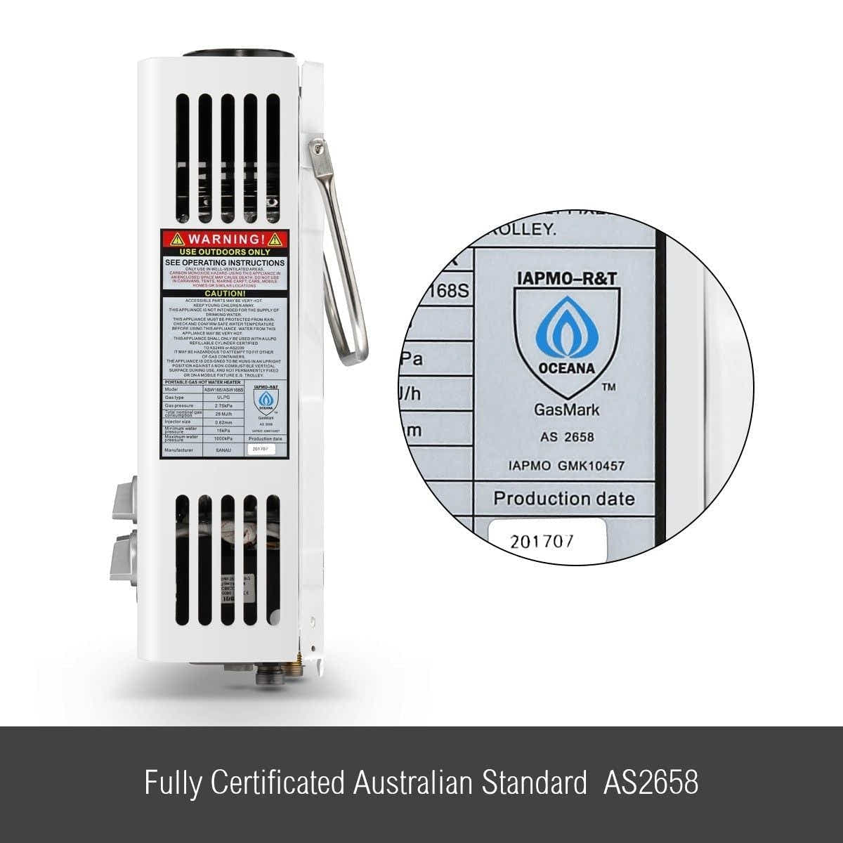 DS BD MAXKON 10 in 1 550L/Hr Portable Gas LPG Instant Shower Heater White